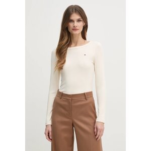 Majica dugih rukava Tommy Hilfiger za žene, boja: bež, WW0WW38869