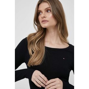 Majica dugih rukava Tommy Hilfiger za žene, boja: crna, WW0WW38869