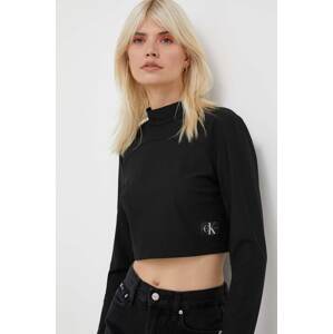 Majica dugih rukava Calvin Klein Jeans za žene, boja: crna