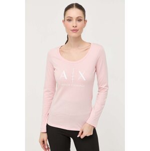 Pamučna majica dugih rukava Armani Exchange boja: ružičasta