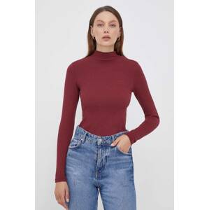 Majica dugih rukava Pepe Jeans za žene, boja: bordo, s poludolčevitom