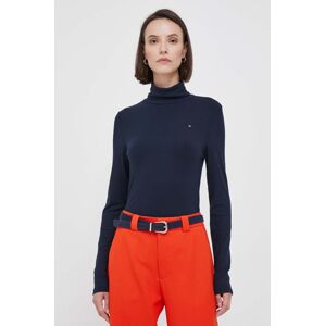 Majica dugih rukava Tommy Hilfiger za žene, boja: tamno plava, s dolčevitom, WW0WW39826