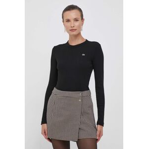Pamučna majica dugih rukava Lacoste boja: crna