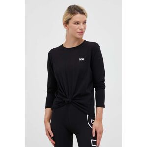Pamučna majica dugih rukava Dkny boja: crna