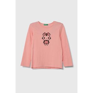 Dječja pamučna majica dugih rukava United Colors of Benetton boja: ružičasta