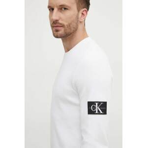 Pamučna dukserica Calvin Klein Jeans boja: bež, s aplikacijom