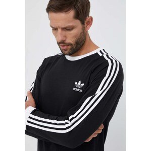 Pamučna majica dugih rukava adidas Originals 3-Stripes Long Sleeve Tee boja: crna, s aplikacijom, IA4877