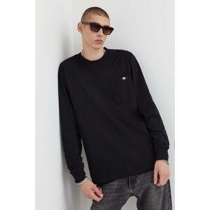 Pamučna majica dugih rukava Dickies boja: crna, bez uzorka