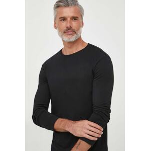 Pamučna majica dugih rukava United Colors of Benetton boja: crna, glatki model