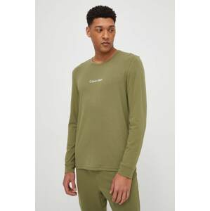 Homewear majica dugih rukava Calvin Klein Underwear boja: zelena, s tiskom, 000NM2171E