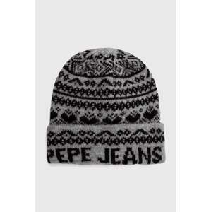 Kapa Pepe Jeans boja: siva, od debelog pletiva