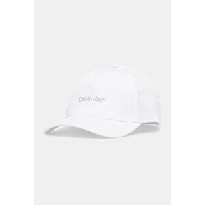 Pamučna kapa sa šiltom Calvin Klein boja: bijela, bez uzorka, K60K610525