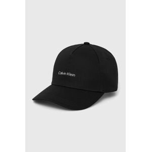 Pamučna kapa sa šiltom Calvin Klein boja: crna, bez uzorka, K60K610525