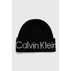 Kapa s dodatkom vune Calvin Klein boja: crna