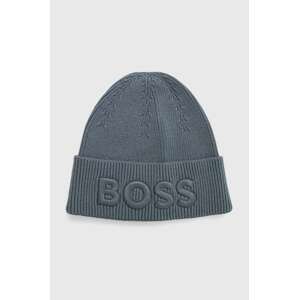 Kapa s dodatkom vune Boss Orange BOSS ORANGE boja: zelena, od debelog pletiva