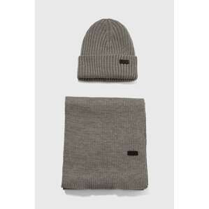 Komplet Barbour Crimdon Beanie & Scarf Gift Set boja: siva, MGS0019
