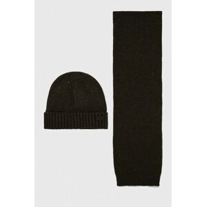 Kapa i šal Barbour Carlton Fleck Beanie & Scarf Gift Set boja: zelena, MGS0047