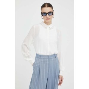 Svilena košulja Bruuns Bazaar boja: bijela, regular, s klasičnim ovratnikom
