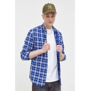 Pamučna košulja Tommy Jeans za muškarce, boja: tamno plava, regular, s klasičnim ovratnikom