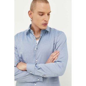 Pamučna košulja HUGO za muškarce, slim, s klasičnim ovratnikom