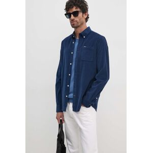 Pamučna košulja Barbour za muškarce, boja: tamno plava, regular, s button-down ovratnikom