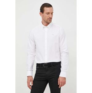 Pamučna košulja Barbour Oxtown za muškarce, boja: bijela, slim, s button-down ovratnikom