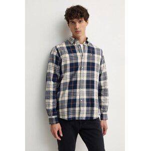 Pamučna košulja Barbour Edgar za muškarce, boja: tamno plava, slim, s button-down ovratnikom