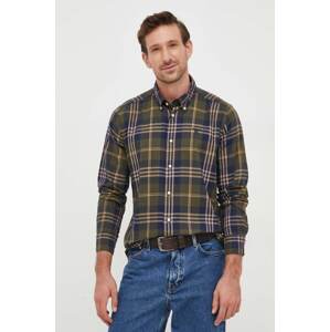 Pamučna košulja Barbour Edgar za muškarce, boja: zelena, slim, s button-down ovratnikom