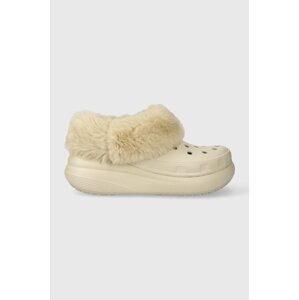 Natikače Crocs Furever Crush za žene, boja: bež, s platformom, 208446