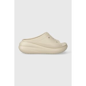 Natikače Crocs Classic Crush Slide za žene, boja: bež, s platformom, 208731