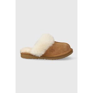 Dječje kućne papuče od brušene kože UGG K COZY II boja: bež