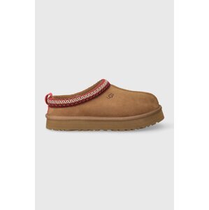 Dječje kućne papuče od brušene kože UGG K TAZZ boja: bež