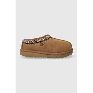 Dječje kućne papuče od brušene kože UGG T TASMAN II boja: bež, 1019066T