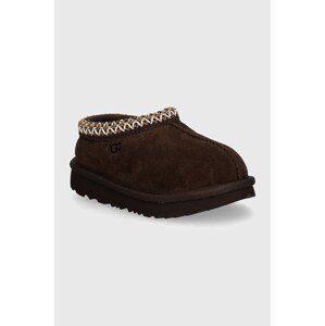 Dječje kućne papuče od brušene kože UGG T TASMAN II boja: smeđa, 1019066T