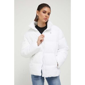 Jakna Tommy Jeans za žene, boja: bijela, za zimu