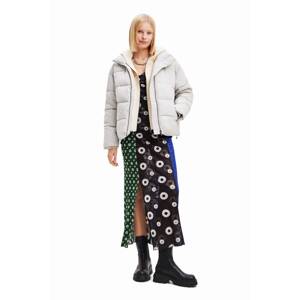 Jakna Desigual 23WWEW56 WOMAN WOVEN PADDED SHORT OVERCO za žene, boja: bež, za prijelazno razdoblje