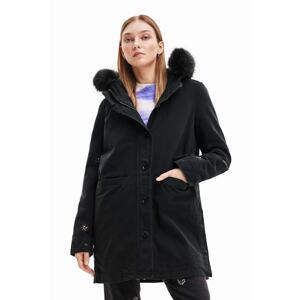 Dječja parka jakna Desigual za žene, boja: crna, za zimu