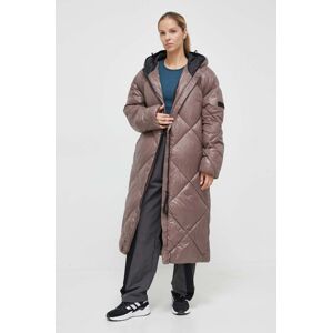 Jakna Didriksons za žene, boja: smeđa, za zimu, oversize