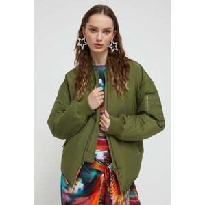 Jakna Moschino Jeans za žene, boja: zelena, za zimu