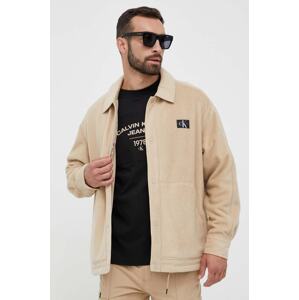 Jakna Calvin Klein Jeans za muškarce, boja: bež, za prijelazno razdoblje, oversize