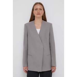 Vuneni sako Calvin Klein boja: siva, oversize, bez uzorka