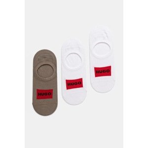 Čarape HUGO 3-pack za muškarce, boja: bež