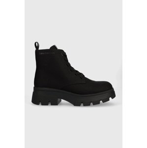 Čizme Calvin Klein Jeans CHUNKY COMBAT LACEUP za žene, boja: crna, ravni potplat, YW0YW01239