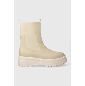 Gležnjače Tommy Hilfiger FEMININE SEASONAL za žene, boja: bež, s platformom, FW0FW07226