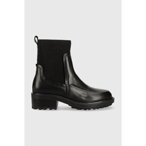 Kožne gležnjače Tommy Hilfiger FEMININE SEASONAL za žene, boja: crna, s platformom, FW0FW07227