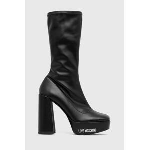 Gležnjače Love Moschino za žene, boja: crna, s debelom petom, JA2607CG1HIEZ000
