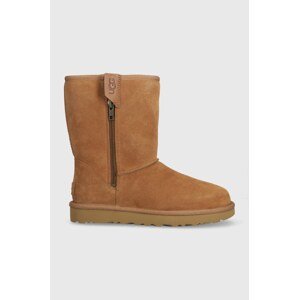 Čizme za snijeg od brušene kože UGG Classic Short Bailey Zip boja: smeđa, 1144043