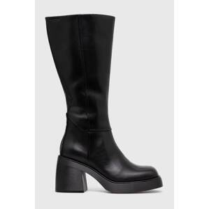 Kožne čizme Vagabond Shoemakers BROOKE za žene, boja: crna, s debelom potpeticom, 5644.101.20