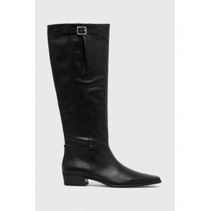 Kožne čizme Vagabond Shoemakers NELLA za žene, boja: crna, ravni potplat, 5616.101.20
