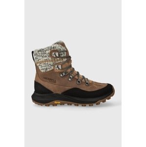 Cipele Merrell Siren 4 Thermo Mid Zip WP za žene, boja: smeđa, s toplom podstavom